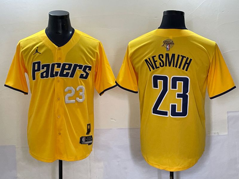 Men 2025 Indiana Pacers #23 Nesmith Yellow Joint Name NBA Jersey style 13->->NBA Jersey